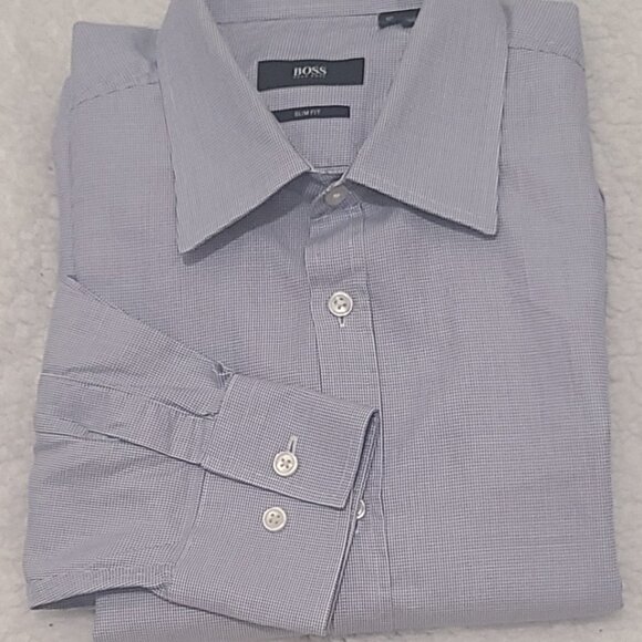 Hugo Boss Slim Fit Long Sleeve Button Up Shirt L Excellent Condition - Picture 1 of 9